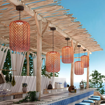 Vintage Waterproof Rattan LED Outdoor Ceiling Lights Lanterns