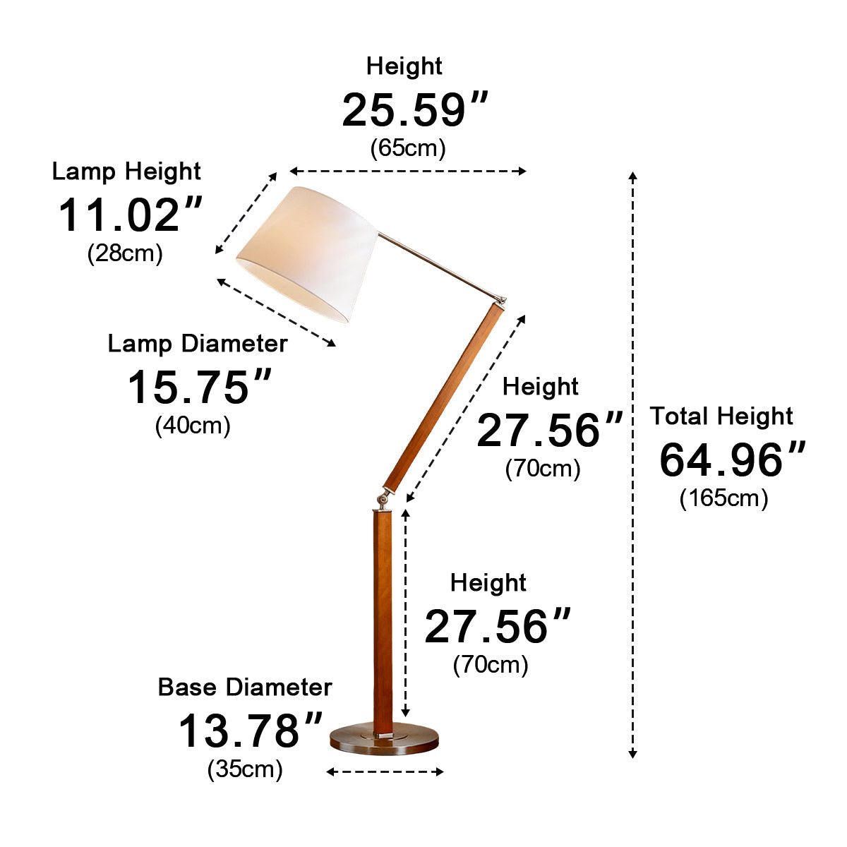 Vintage Wood White Lampshade Swing Arm Floor Lamp
