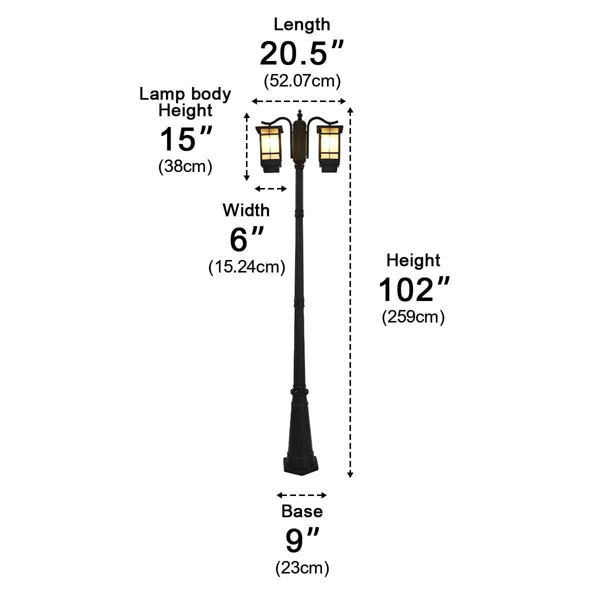Waterproof Black Modern Outdoor Pole Lights Public Lighting