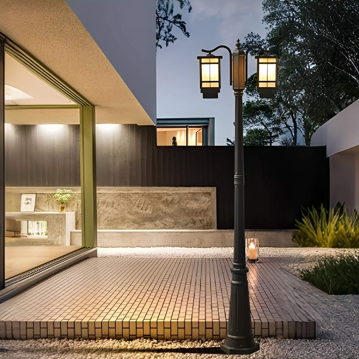 Waterproof Black Modern Outdoor Pole Lights Public Lighting