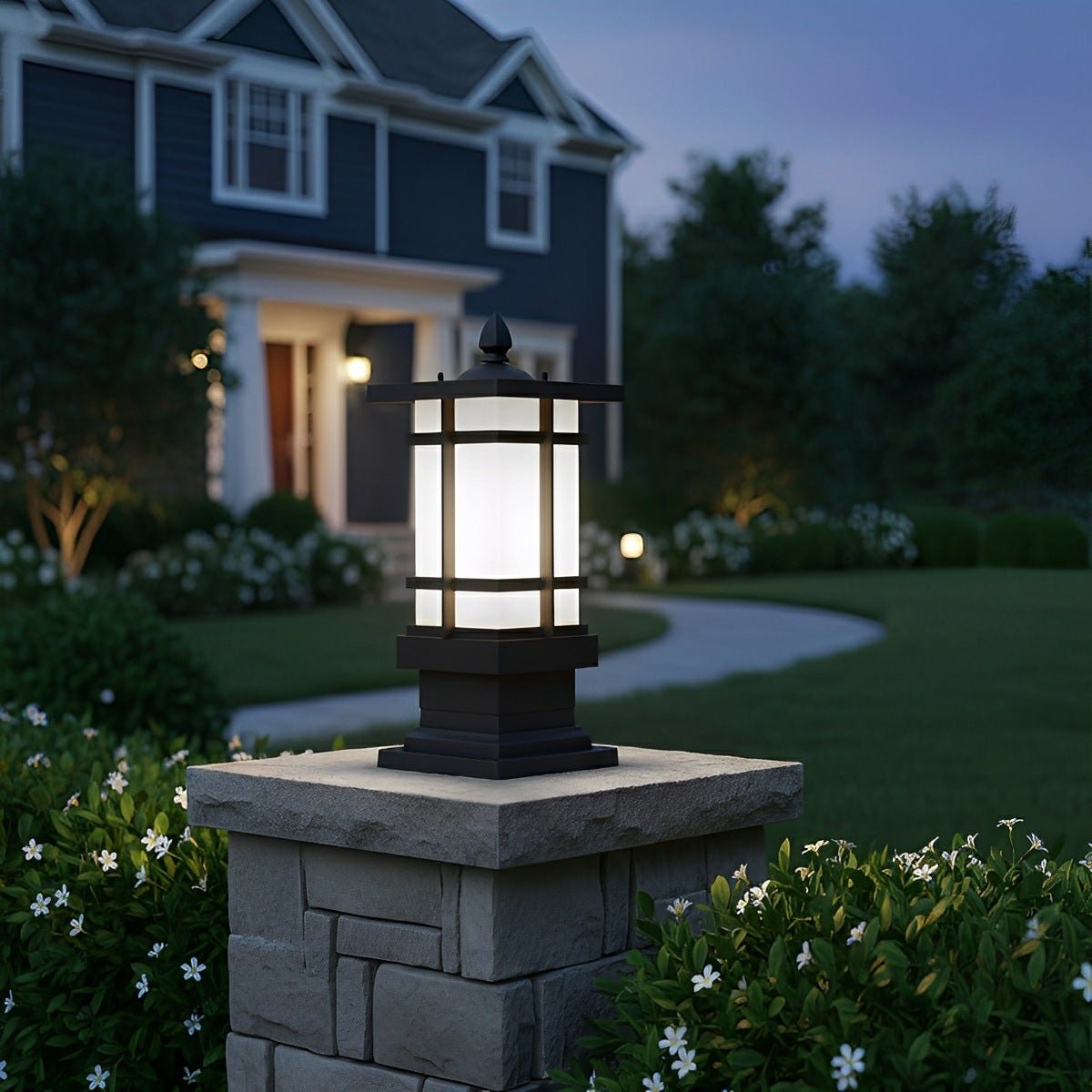 Waterproof Black Vintage Fence Post Lights