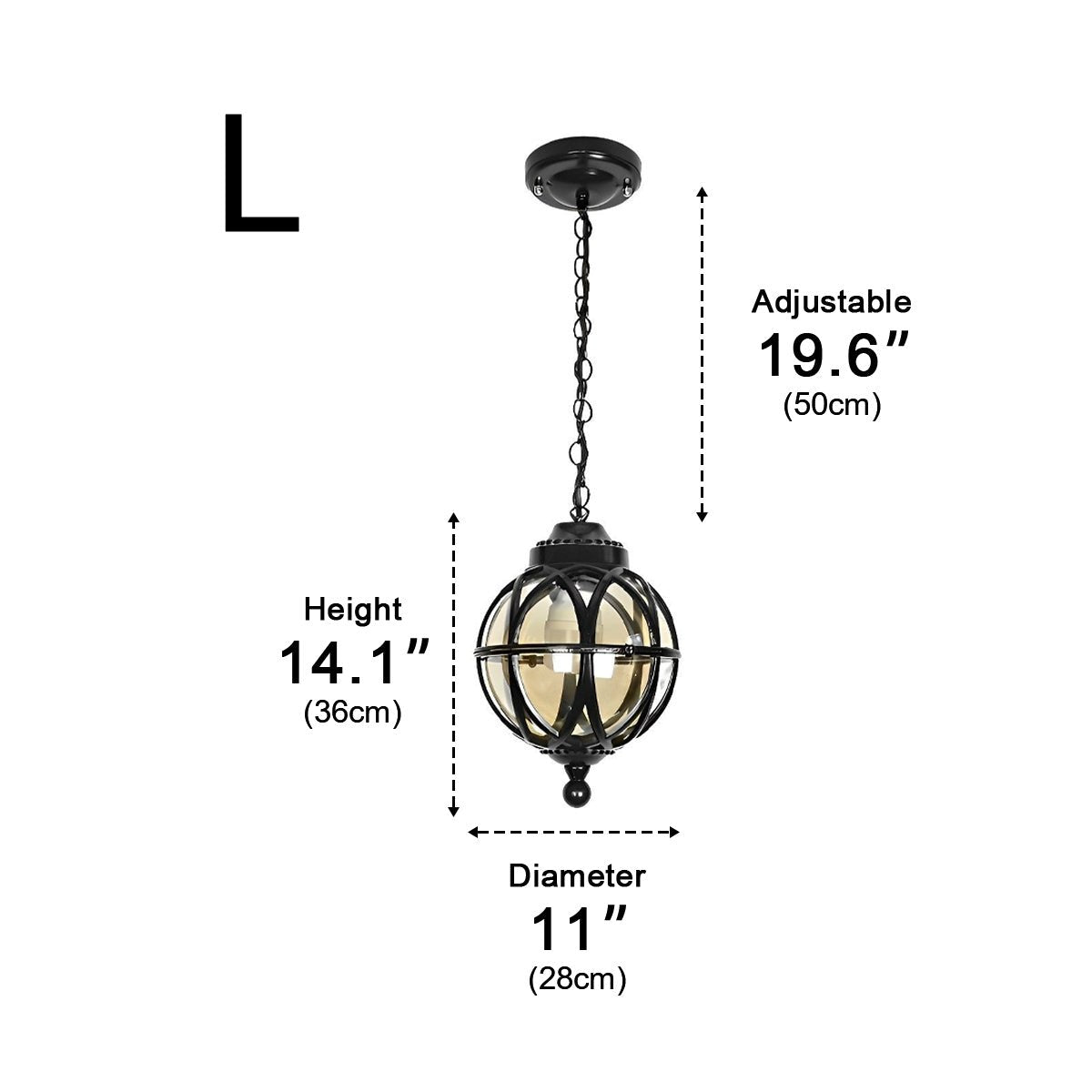 Waterproof Globe Outdoor Hanging Pendant Lights