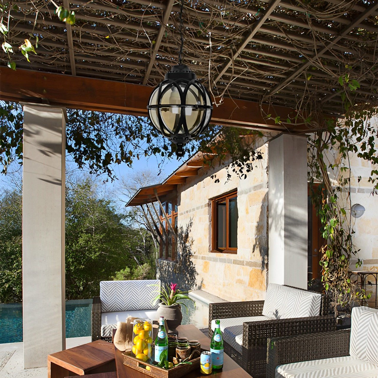 Waterproof Globe Outdoor Hanging Pendant Lights