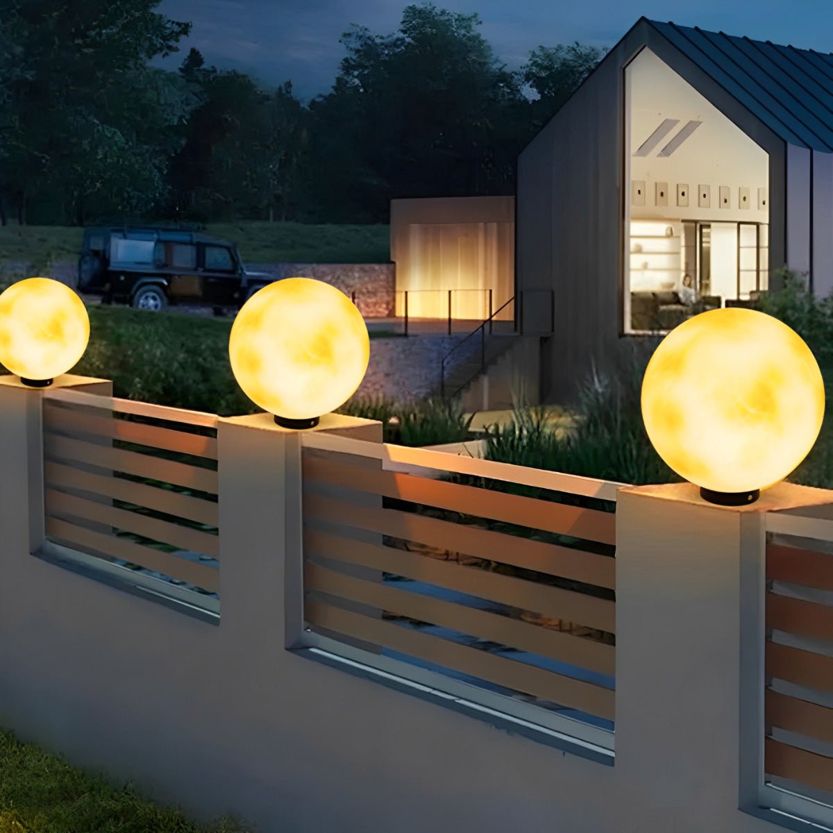 Waterproof LED Round Ball Moon Modern Post Caps Lights