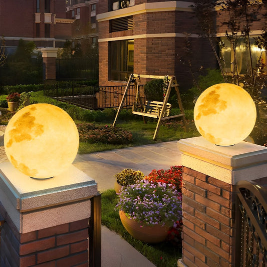 Waterproof LED Round Ball Moon Modern Post Caps Lights