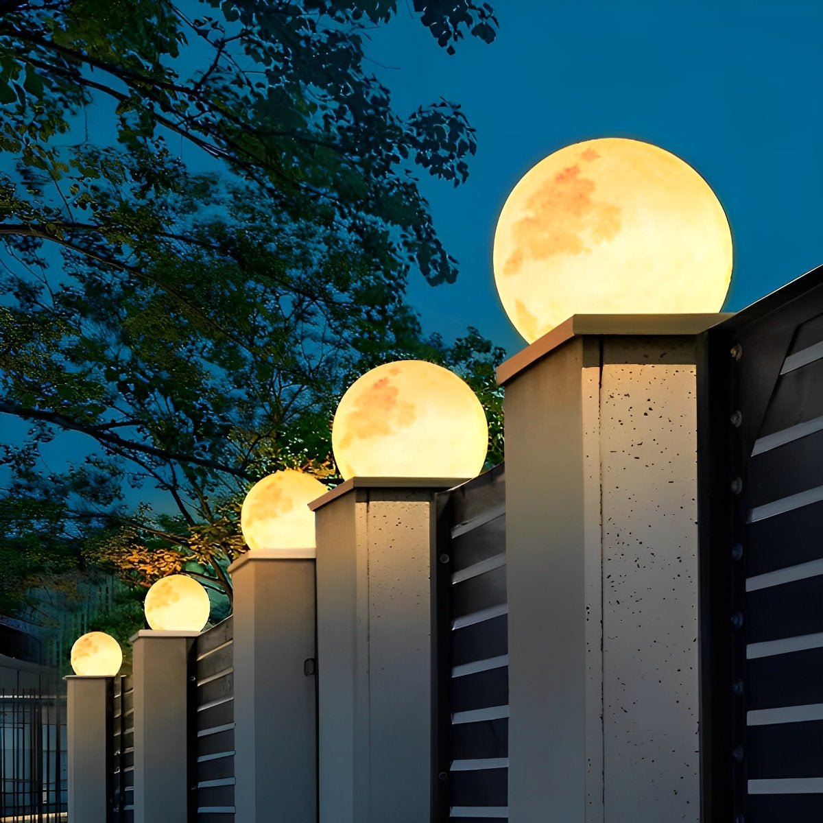 Waterproof LED Round Ball Moon Modern Post Caps Lights