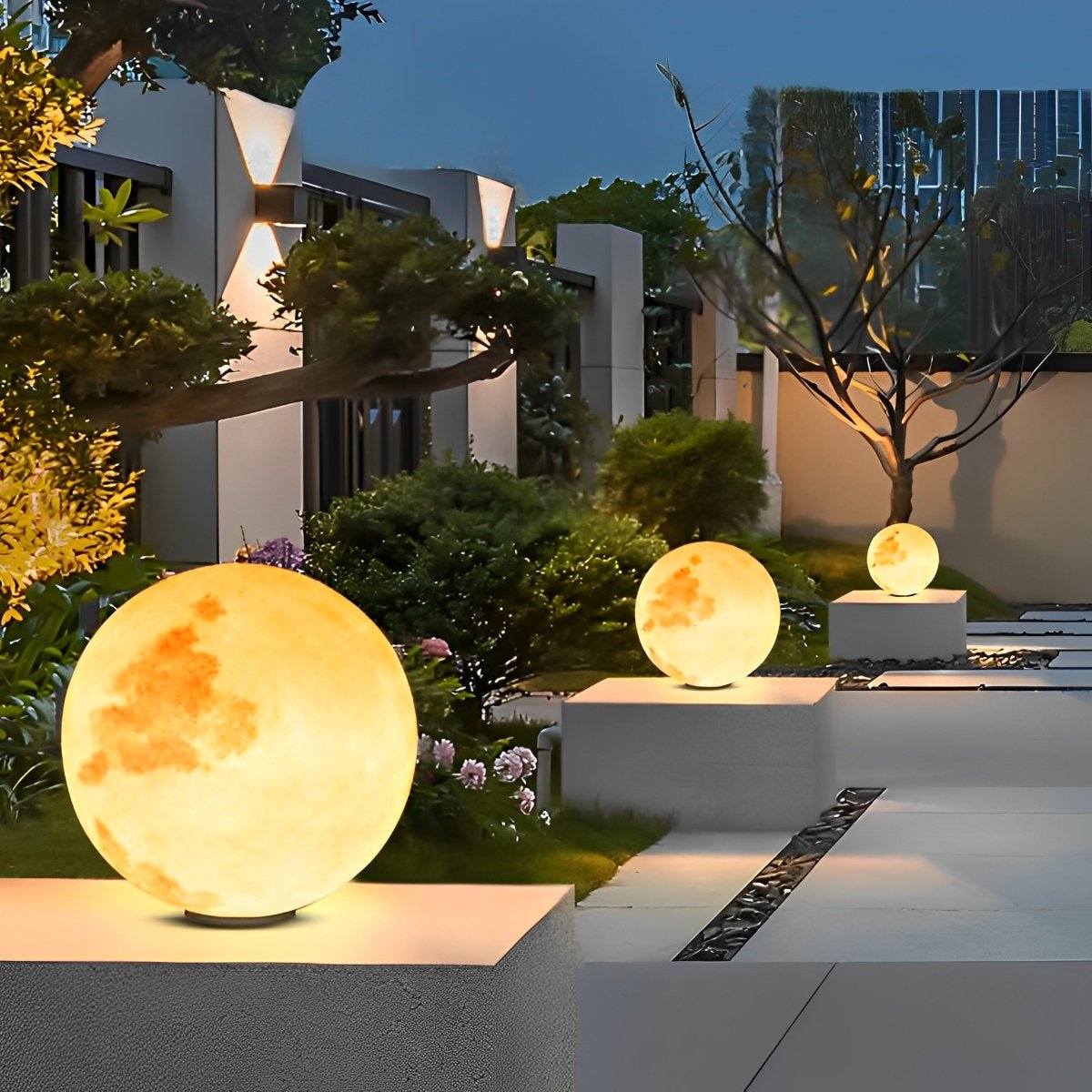 Waterproof LED Round Ball Moon Modern Post Caps Lights