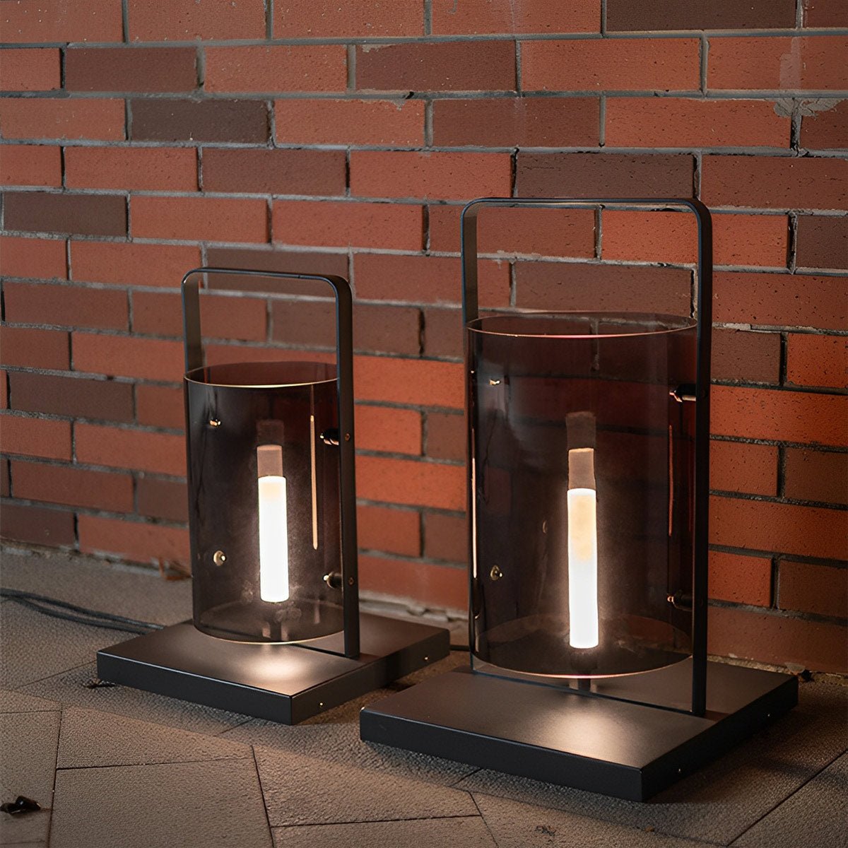 Waterproof Modern Minimalist Glass Cylinder LED Outdoor Floor Lamp