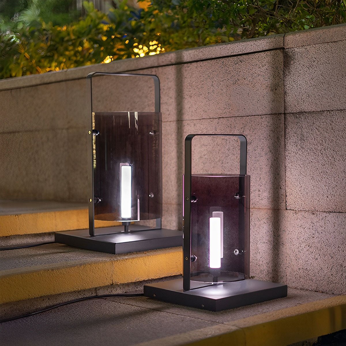 Waterproof Modern Minimalist Glass Cylinder LED Outdoor Floor Lamp