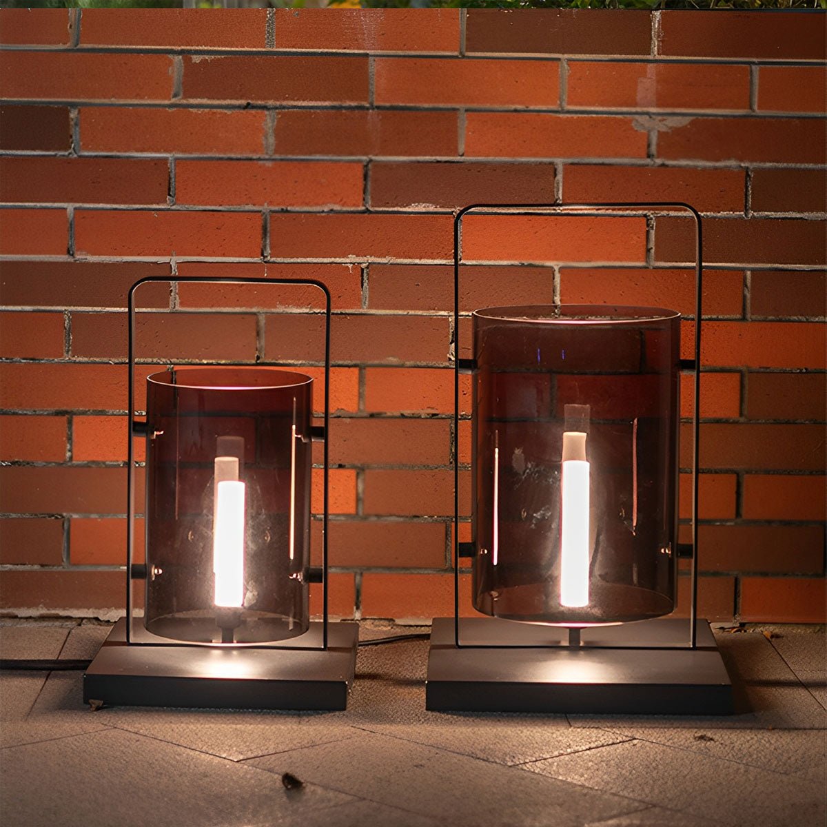 Waterproof Modern Minimalist Glass Cylinder LED Outdoor Floor Lamp