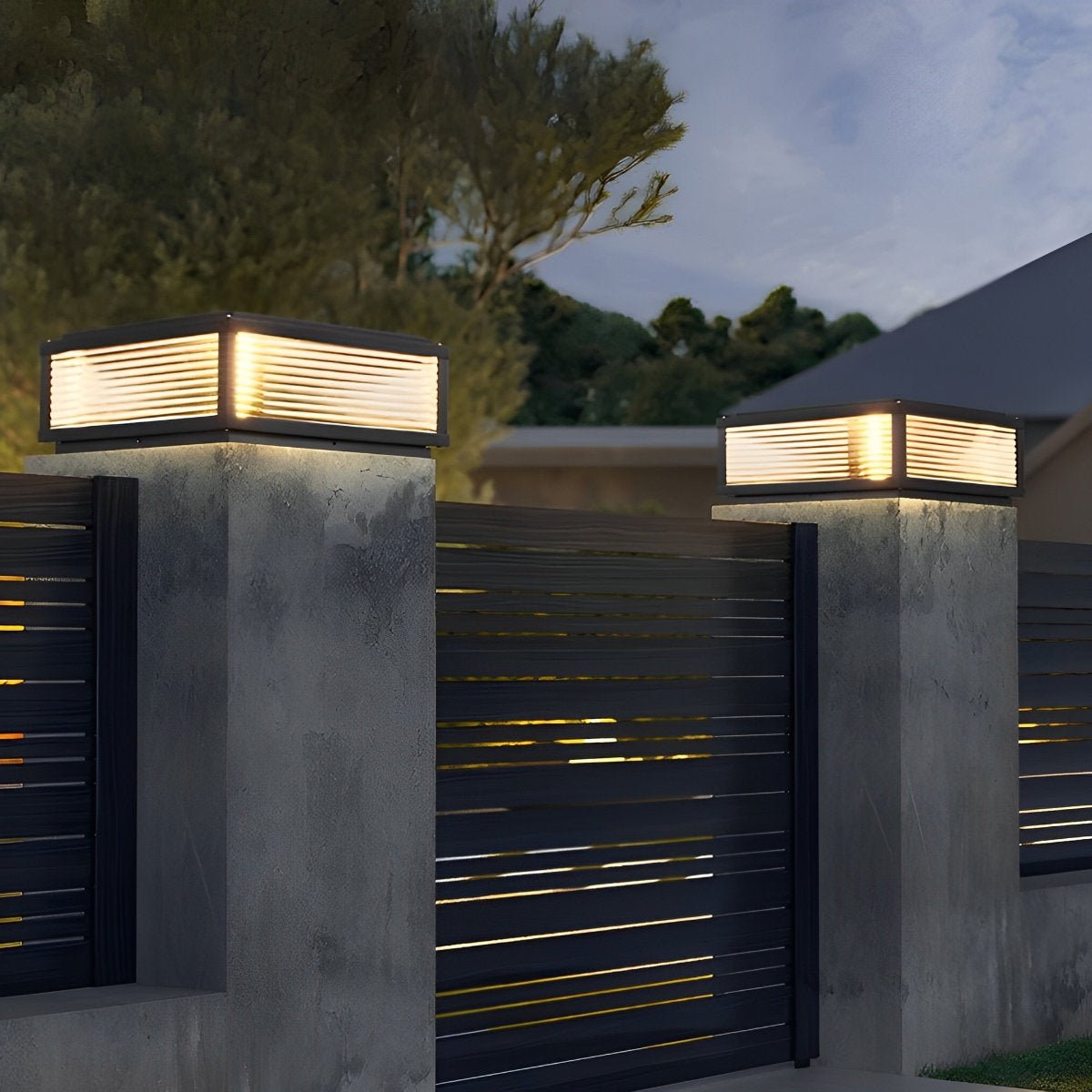 Waterproof Modern Square Outdoor Post Lights Fence Pillar Light