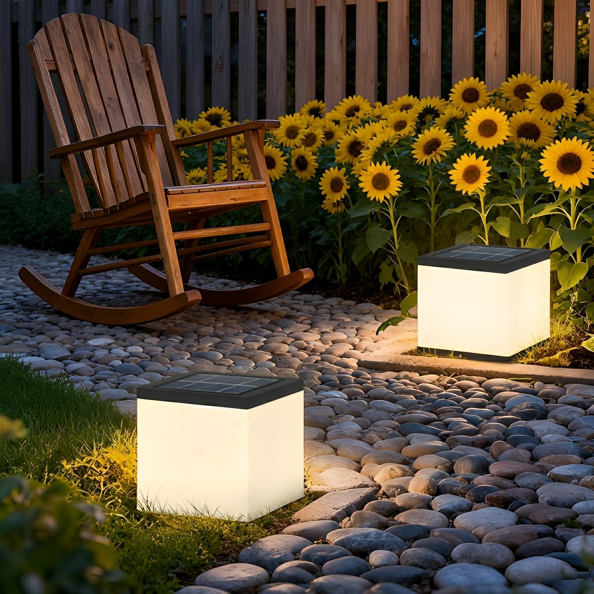 Waterproof Solar Outdoor Square Acrylic Ice Cubes Light