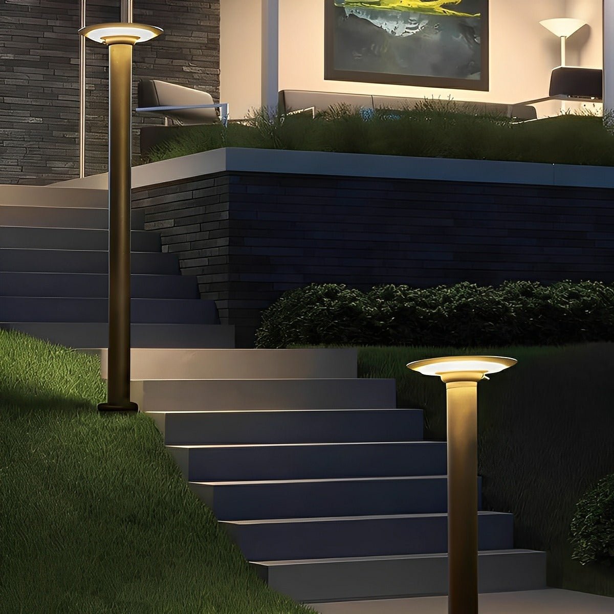 Waterproof Solar Round UFO Shaped LED Path Lights Outdoor Lawn Lights