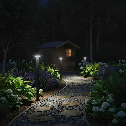 Waterproof Solar Round UFO Shaped LED Path Lights Outdoor Lawn Lights