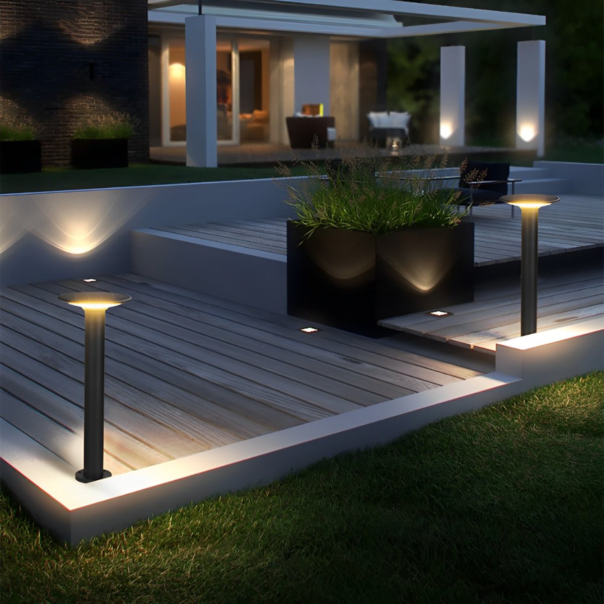 Waterproof Solar Round UFO Shaped LED Path Lights Outdoor Lawn Lights