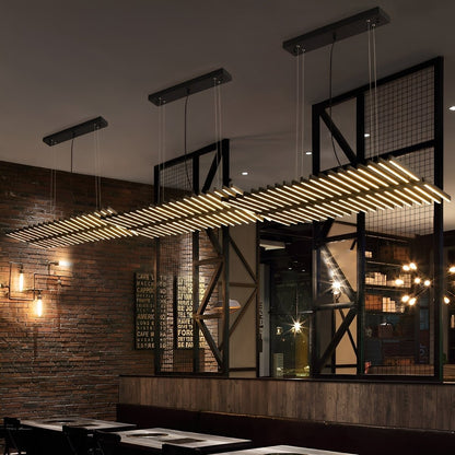 Waves Fishbone Fish Skeleton Strip Stepless Dimming LED Nordic Chandelier Pendant Light