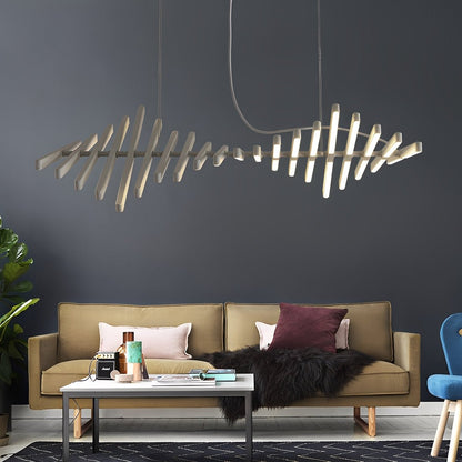 Waves Fishbone Fish Skeleton Strip Stepless Dimming LED Nordic Chandelier Pendant Light