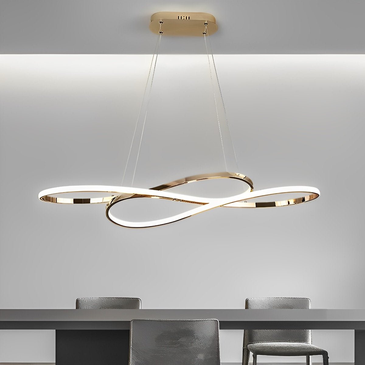 Wavy Double 8-shaped LED Stepless Dimming Modern Minimalist Chandelier