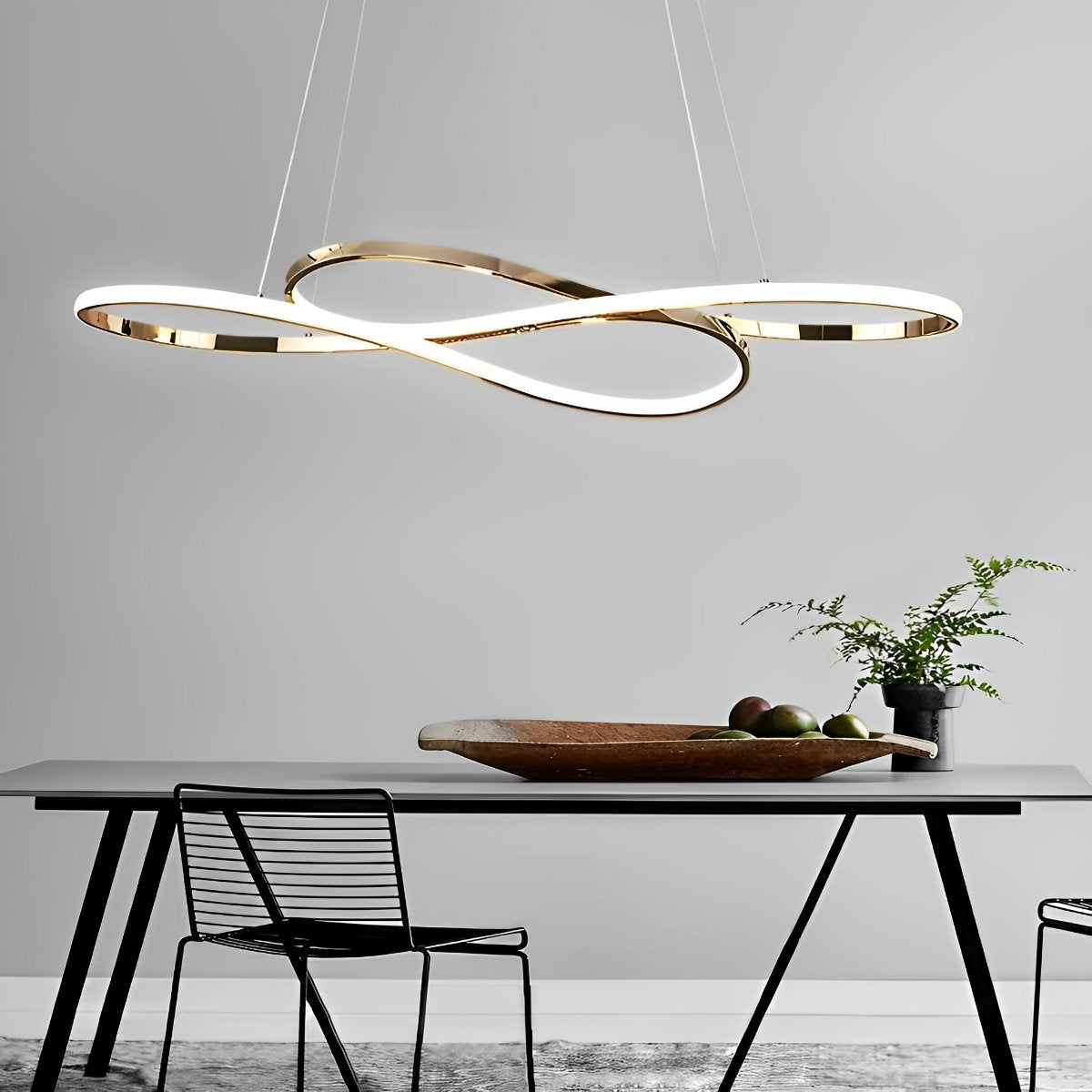 Wavy Double 8-shaped LED Stepless Dimming Modern Minimalist Chandelier