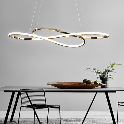 Wavy Double 8-shaped LED Stepless Dimming Modern Minimalist Chandelier