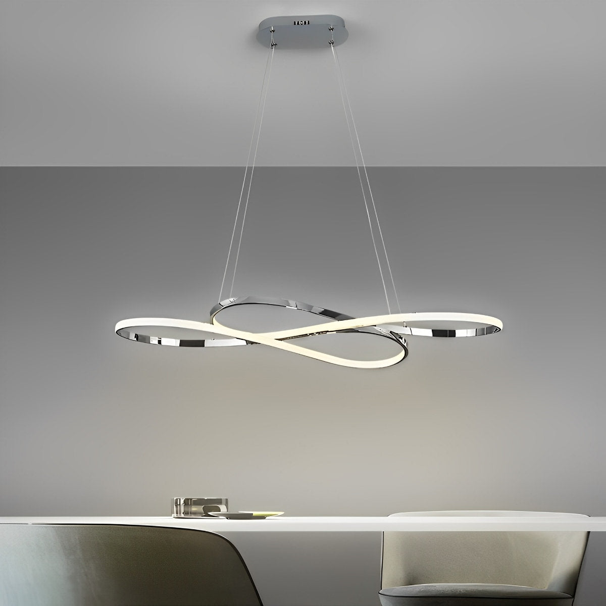 Wavy Double 8-shaped LED Stepless Dimming Modern Minimalist Chandelier