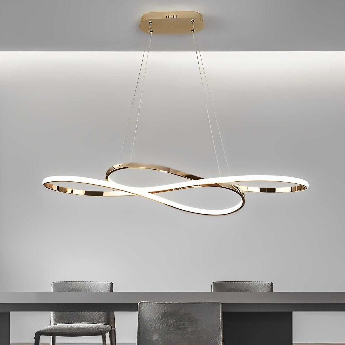Wavy Double 8-shaped LED Stepless Dimming Modern Minimalist Chandelier