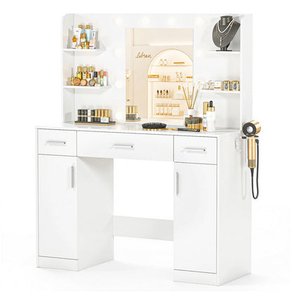 White Makeup Vanities Dressing table With  LED Mirror & 3 Drawers